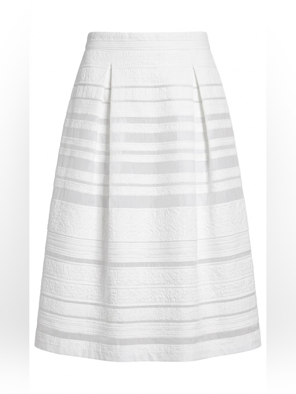 Mario Serrani Italy Pleated Midi Skirt Textured Full Circle Bridal White Size 2